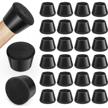 Podložka pod nábytek 24x ČERNÉ GUMOVÉ NÁSADKY S FILCEM NA NOHY NÁBYTKU ŽIDLÍ 15-20mm