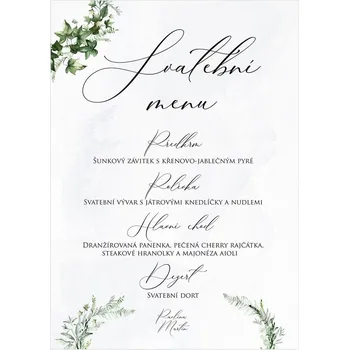 Svatební dekorace Svatební menu 287