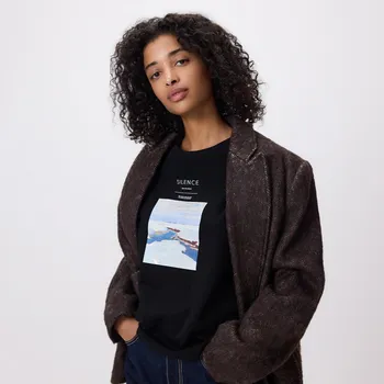 Reserved - Bavlněné tričko s potiskem - černý - 454GA-99X - 454GA-99X-XL