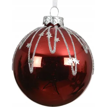 Vánoční dekorace Vánoční Koule zdobená červenou barvou, 8 cm, 1 Ks