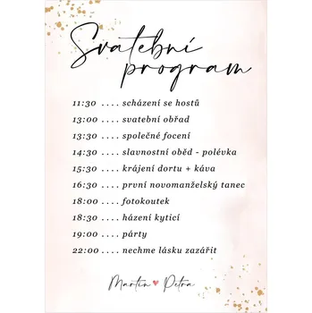 Svatební dekorace Svatební harmonogram 290