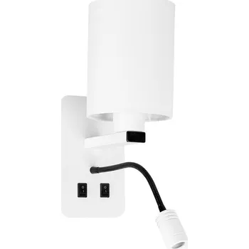 Nástěnné svítidlo Bílá hotelová nástěnná lampa s LED čtecí lampou Magnum