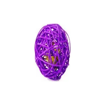 Hračka pro kočku JK Animals Hračka kočka fialová ratanová koule s rolničkou JK