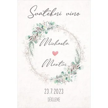 Svatební dekorace Etiketa na svatební víno 252