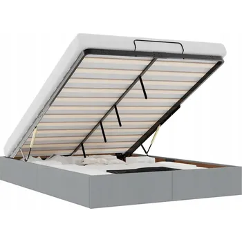 Postel Rám postele s úložným prostorem (otomana) světle šedý 193 x 140 x 23,5 cm se zvedacím mechanismem