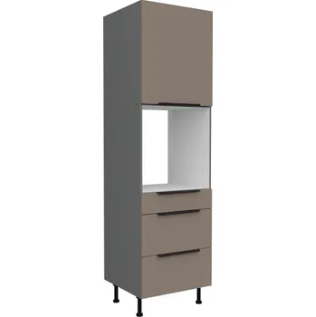 Kuchyňská skříňka 60 DPS-215 1F 3S, Vysoká kuchyňská zásuvková skříňka PREMIUM BOX, pro vestavnou troubu Aria sandgrau/antracit