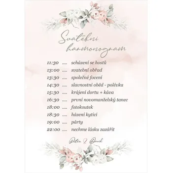 Svatební dekorace Svatební harmonogram 248