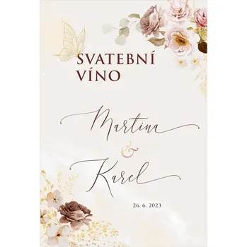 Svatební dekorace Etiketa na svatební víno 277