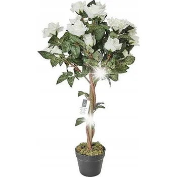 umělá květina UMĚLÁ ROSTLINA Růže 90 cm v bílém květináči z polypropylenu