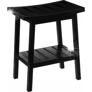 Stolička Bambusová stolička s poličkou ČERNÁ