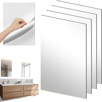 Zrcadlo 4 KUSY SAMOLEPICÍCH ZRCADLOVÝCH SAMOLEPKY 40*30CM DO OBÝVÁKU / LOŽNICE