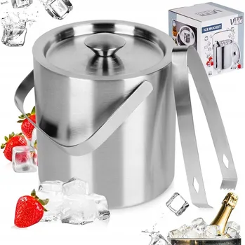 Termoska Nádoba na ledové kostky, termostatická ocelová nádoba termoska na led + kleště