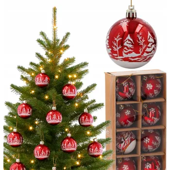 Vánoční dekorace Vánoční Baňky Vánoční Červené prl Vánoční Koule Ozdoby na vánoční stromeček Zdobené 6cm 8ks