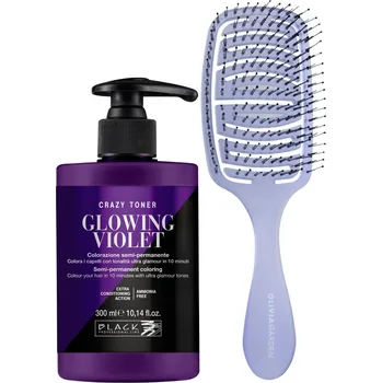 Barva na vlasy Barevný toner na vlasy Black Professional Crazy Toner - Glowing Violet (fialový) + kartáč zdarma + dárek zdarma
