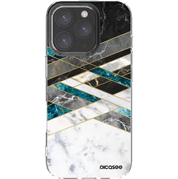 Pouzdro na mobilní telefon Picasee silikonový průhledný obal pro Apple iPhone 16 Pro - Black & White geometry