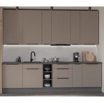 Kuchyňská linka Kuchyňská linka ARIA, sestava D 4, 300 cm, 12 skříněk, sandgrau/antracit