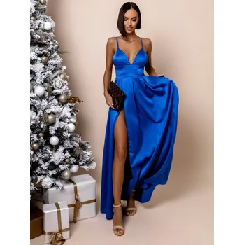 Dámské šaty Královsky modré dlouhé elegantní šaty BREALYN s kapsami Velikost: ONESIZE