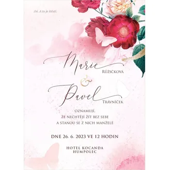 Svatební dekorace Svatební oznámení 266 - Květy s motýlem