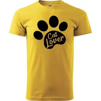 Pánské tričko Sablio Tričko s potiskem Cat lover - žluté L