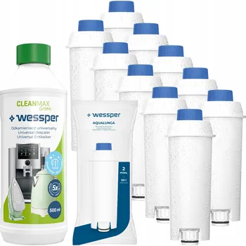 Příslušenství pro přípravu kávy Wessper: 10x filtr do kávovaru Delonghi + přírodní odvápňovač 500ml