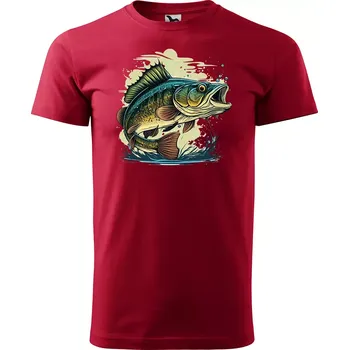 Pánské oblečení Sablio Tričko s potiskem Ryba 2 - červené L