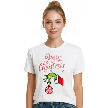 Dámské tričko Tričko Vánoční Merry Grinch Mas Bílé L