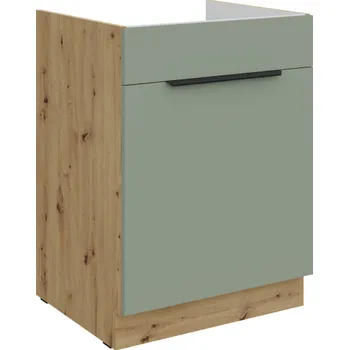 Kuchyňská skříňka 60 ZL 1S BB, Spodní kuchyňská zásuvková skříňka PREMIUM BOX pod dřez, Aria aquamarine/artisan