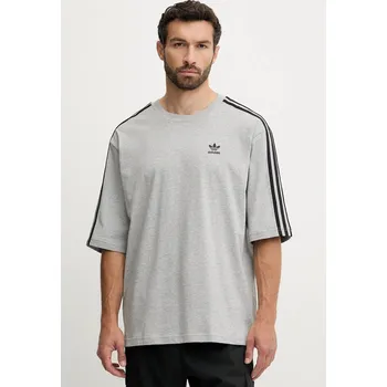 Pánské tričko Bavlněné tričko adidas Originals Oversize Tee pánské, šedá barva, s aplikací, JY1395 90X, vel. L
