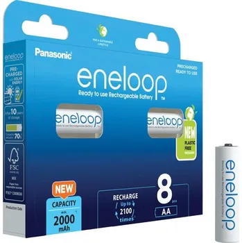 Článková baterie Panasonic eneloop, AA, Ni-Mh, 2000mAh, 2100 cyklů HR6, 8ks