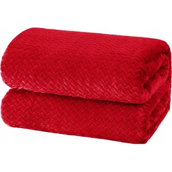 Prostěradlo Deka z Mikrovlákna Cik Cak Červená Měkká Teplá Moderní Design 200x220 cm