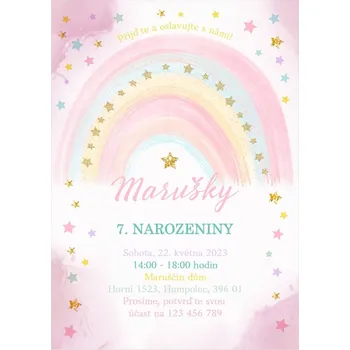 Pozvánka Narozeninová pozvánka 58 - Duha s hvězdičkami