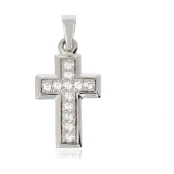 Přívěsek Zlatnictví Helios Křížek se zirkony bílé zlato