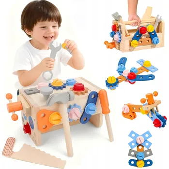 Dětská dílna SADA DŘEVĚNÉHO NÁŘADÍ PRO DĚTI DŘEVĚNÁ DÍLNA PRO KUTILY