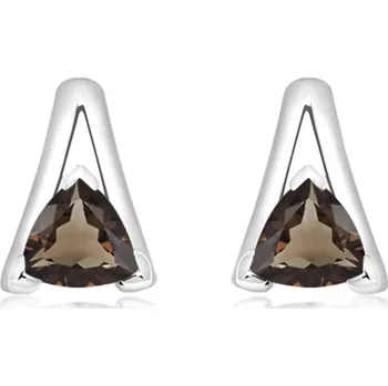 Náušnice Edge Smoky Quartz - stříbrné náušnice s quartzem