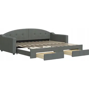 Pohovka Rozkládací pohovka s úložnými zásuvkami, tmavě šedá, 223 x 100 x 75 cm