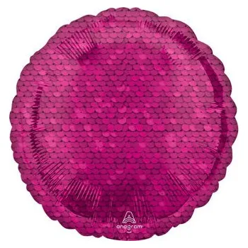 Balónek Fóliové růžové balónky kulatý s flitry, 18" - 46 cm. 1 ks