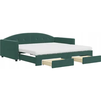 Pohovka Rozkládací pohovka s úložnými zásuvkami, tmavě zelená, 222 x 110 x 75 cm