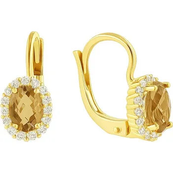 Náušnice Zlaté naušnice - zirkony, záhněda