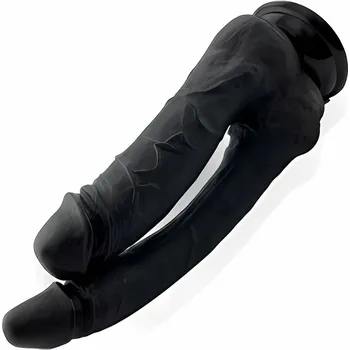 Vibrátor Sensual Dildo s přísavkou 18 cm dvojité černá