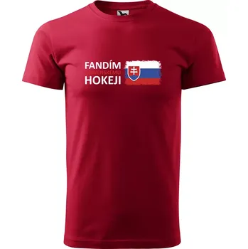 Pánské tričko Sablio Tričko s potiskem Fandím slovenskému hokeji - červené 4XL