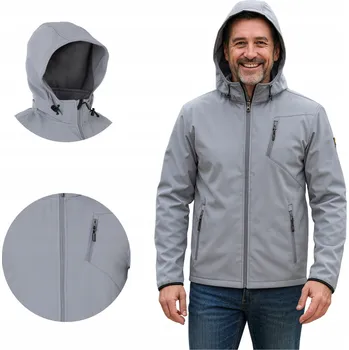 TEPLÁ PÁNSKÁ BUNDA SOFTSHELL S KAPUCE, FLEECE PODŠÍVKA, VODĚODOLNÁ, VĚTRUODOLNÁ, XL