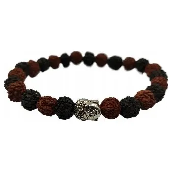 Náramek Náramek Rudraksha s Buddhou – hnědo-černý