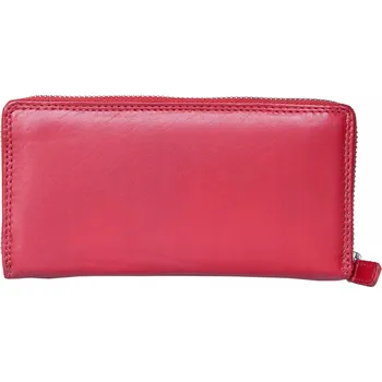 Červená dámská peněženka celá na zip z měkké kůže s ochranou dat (RFID)