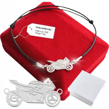 Náramek stříbrný náramek 925 GRAVÍROVÁNÍ Motorka na šňůrce