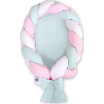 Hnízdečko pro miminko Hnízdečko pro miminko pletené 2 v 1 - bílo - růžovo - mátové My Sweet Baby