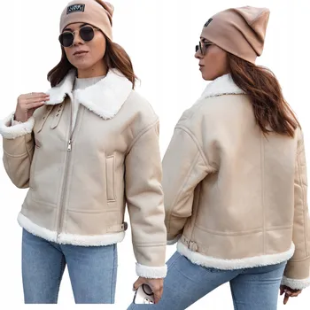 Moto oblečení Dámská kožená bunda s kožíškem béžová TY4731 - M