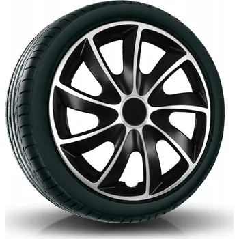 Poklice na kolo Puklice QUAD 17" stříbrno-černé pro Alfa Romeo, Audi, BMW, 4 ks