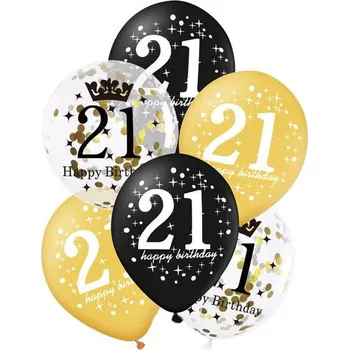 Balónek Sada balónků s konfetami PartyPal 21. narozeniny 6 kusů