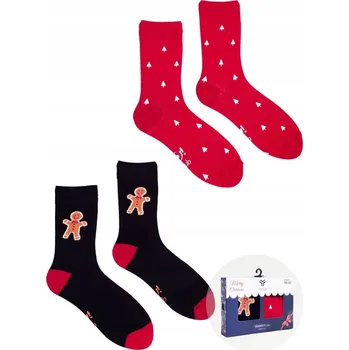 Pánská móda 2x Vánoční bavlněné Ponožky v krabičce Yoclub x2 páry sušenek 43-46