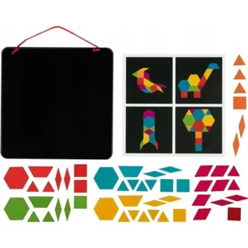 Dřevěná hračka Playtive Magnetická tabule Montessori, dřevěné tvary, 54 dílků, 3+